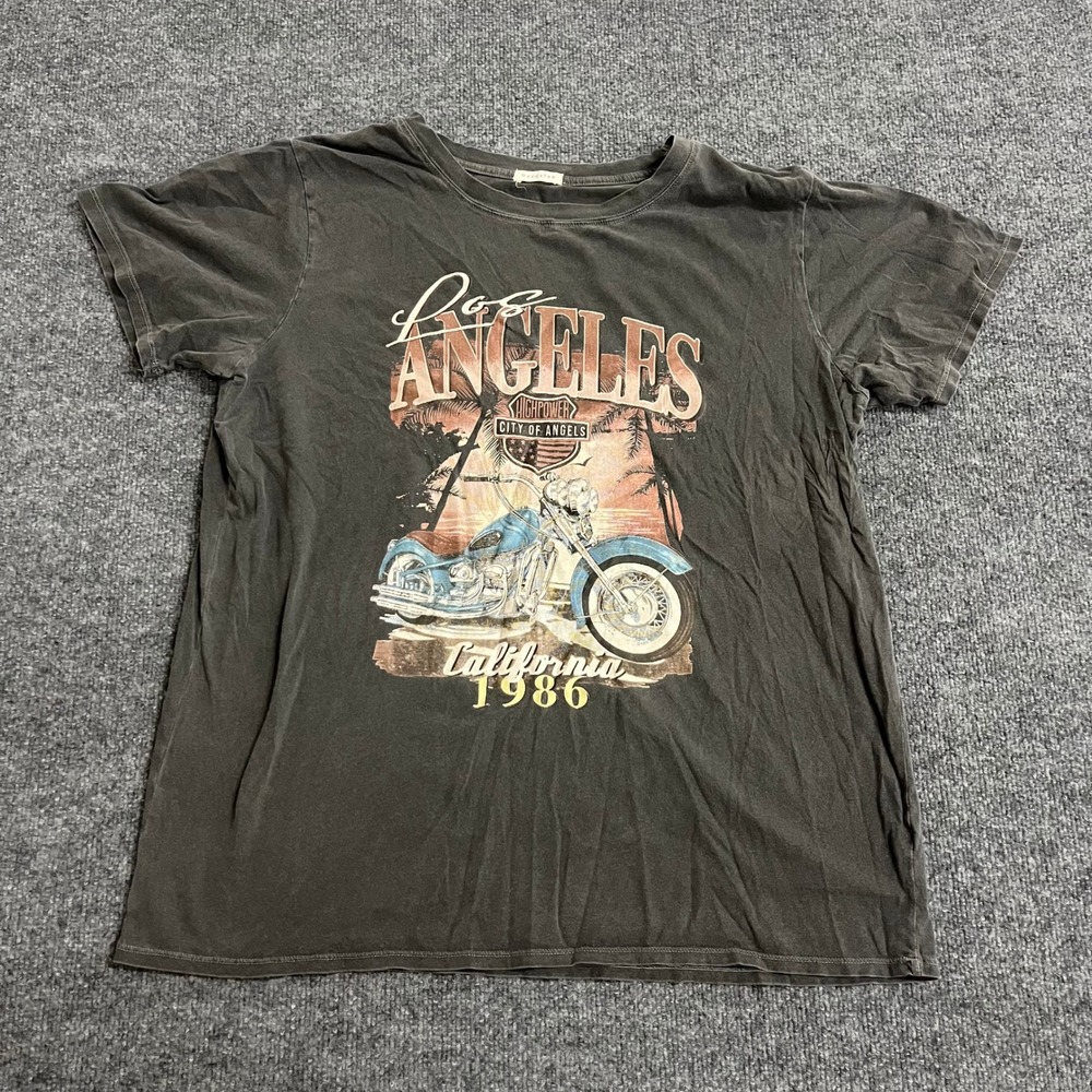 Occasion T-Shirt Mens Size XL Faded Black Los Angeles Motorcycle Graphic Tee